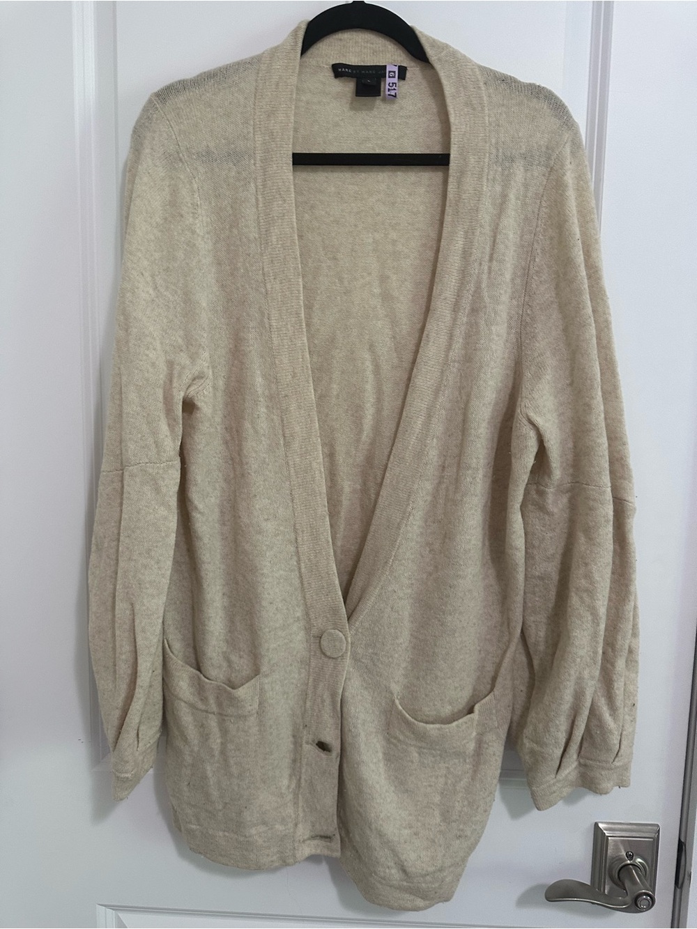 Marc By Marc Jacobs Cream Wool Pocket Cardigan